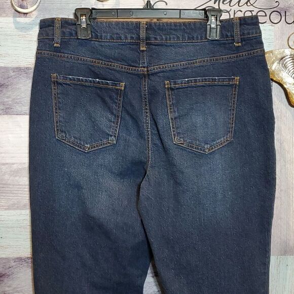 Upcycled Rust Gold Flowers Ruffle Beaded Lace Frayed BoHo Crop Jeans Sz 16 - Picture 10 of 13